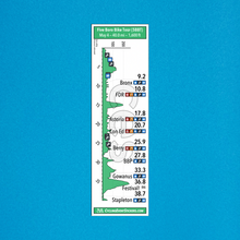 Five Boro Bike Tour (5BBT) route profile sticker on a bicycle top tube