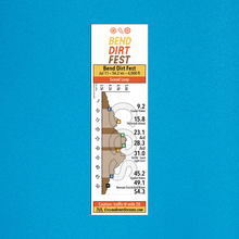 Bend Dirt Fest (gravel) route profile sticker on a bicycle top tube