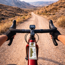 High Cascades 100 route profile sticker on a bicycle top tube
