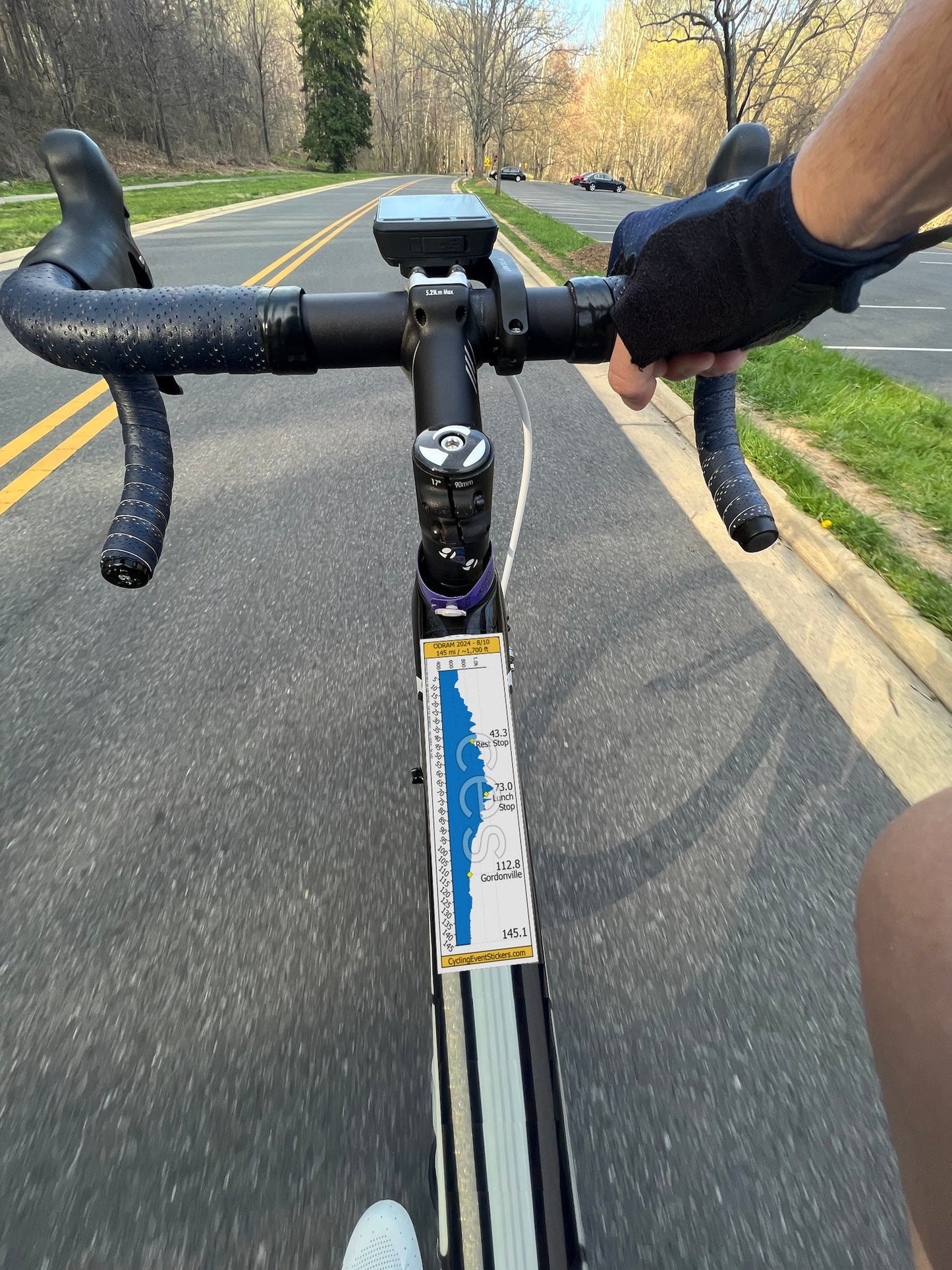 ODRAM (One Day Ride Across Michigan) road route profile sticker - size comparison