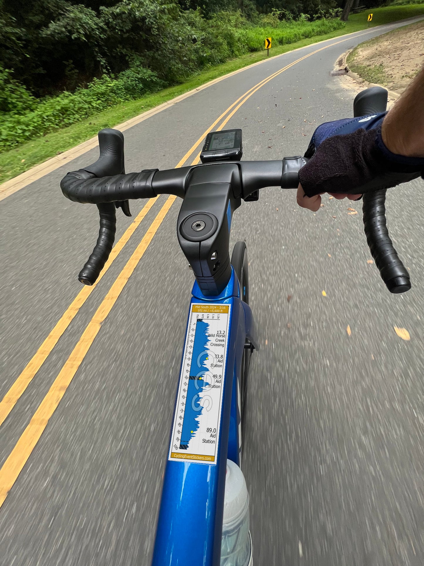Mid South 100 gravel route profile sticker - close-up detail