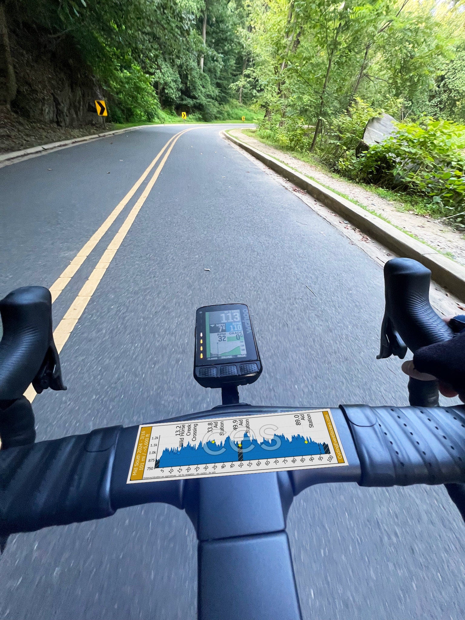 Mid South 100 gravel route profile sticker - size comparison