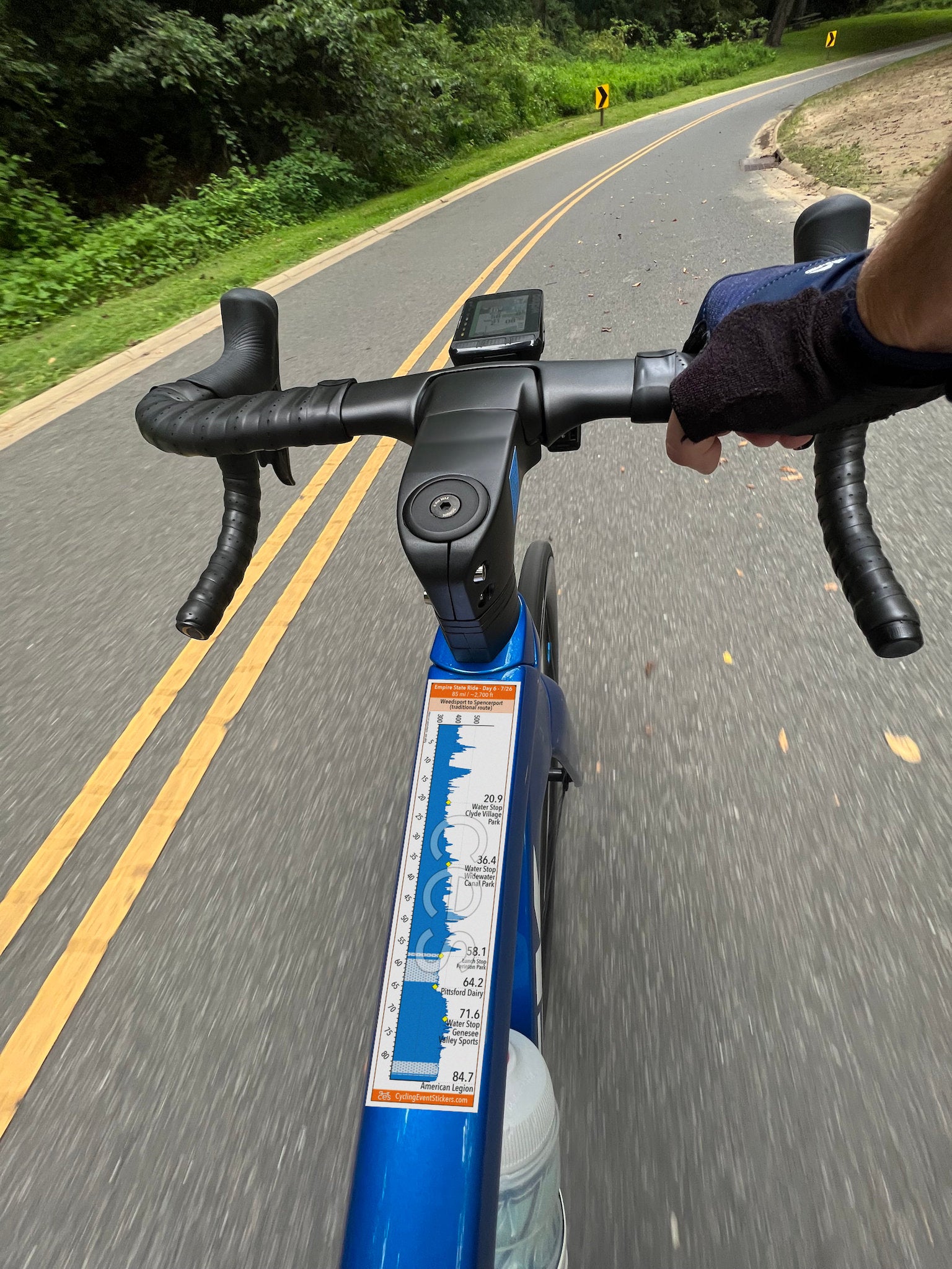 Empire State Ride (ESR) [traditional] road route profile sticker - application example