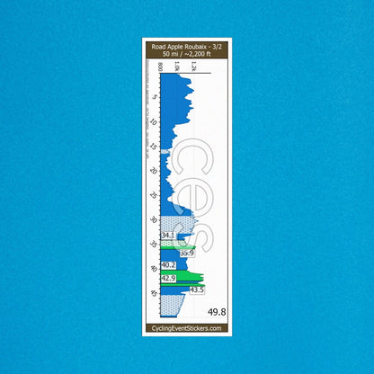 Road Apple Roubaix (RAR) 50 gravel route profile sticker - full sticker preview