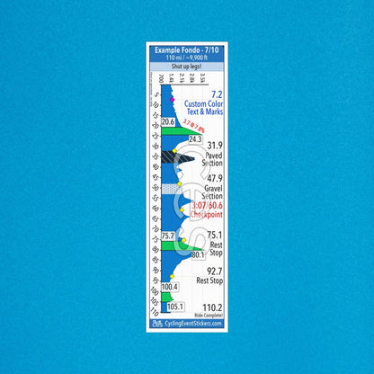 Custom Cycling Event custom route profile sticker - top tube sticker