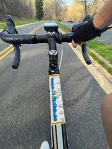 Triple Peak Gran Fondo road route profile sticker - bike top tube mockup