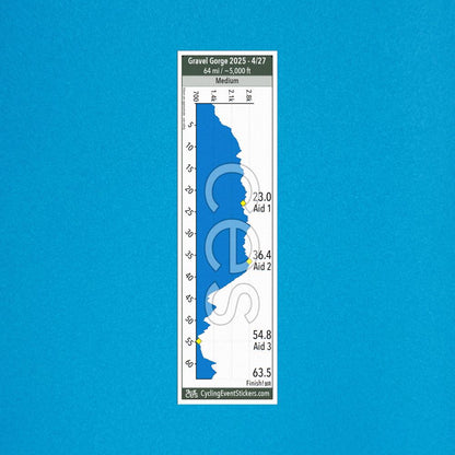 Gravel Gorge gravel route profile sticker - full sticker preview