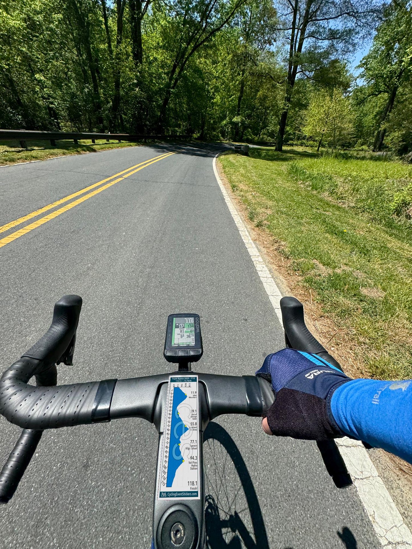 Triple Bypass road route profile sticker - waterproof vinyl finish