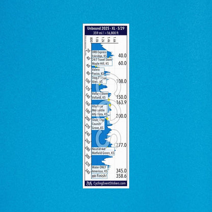Unbound Sticker (200 or XL) gravel route profile sticker - size comparison