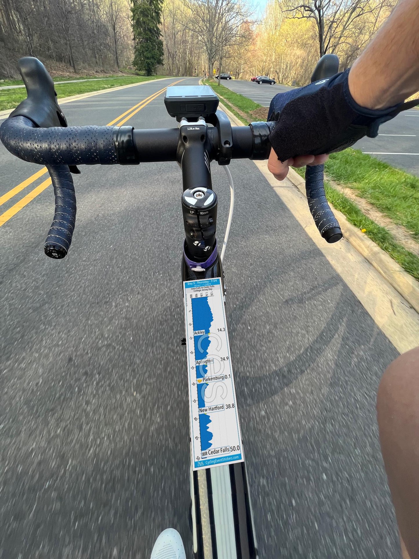 RAGBRAI 2025 road route profile sticker - top tube sticker