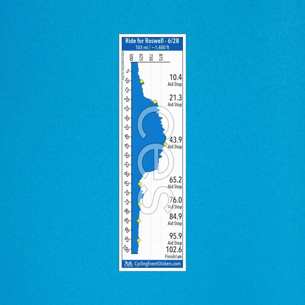 Ride for Roswell road route profile sticker - full sticker preview