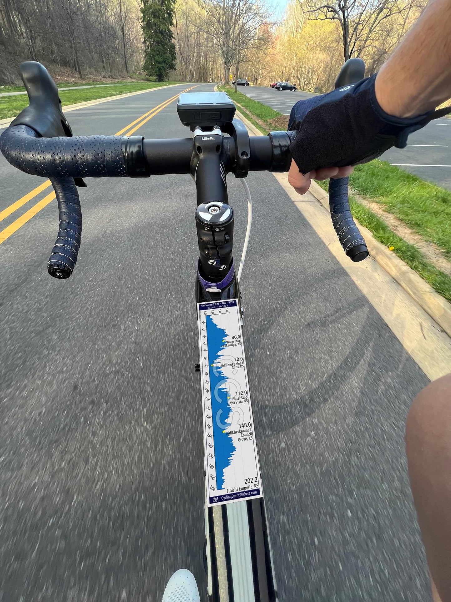 Unbound Sticker (200 or XL) gravel route profile sticker - close-up detail