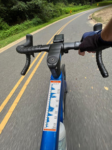 Obliteride road route profile sticker - bike top tube mockup