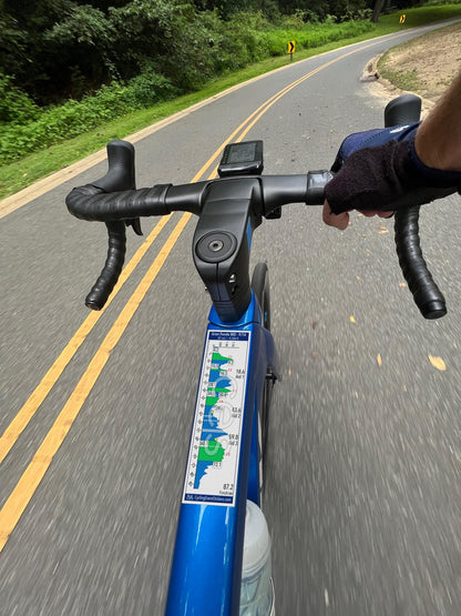 Gran Fondo Maryland road route profile sticker - size comparison
