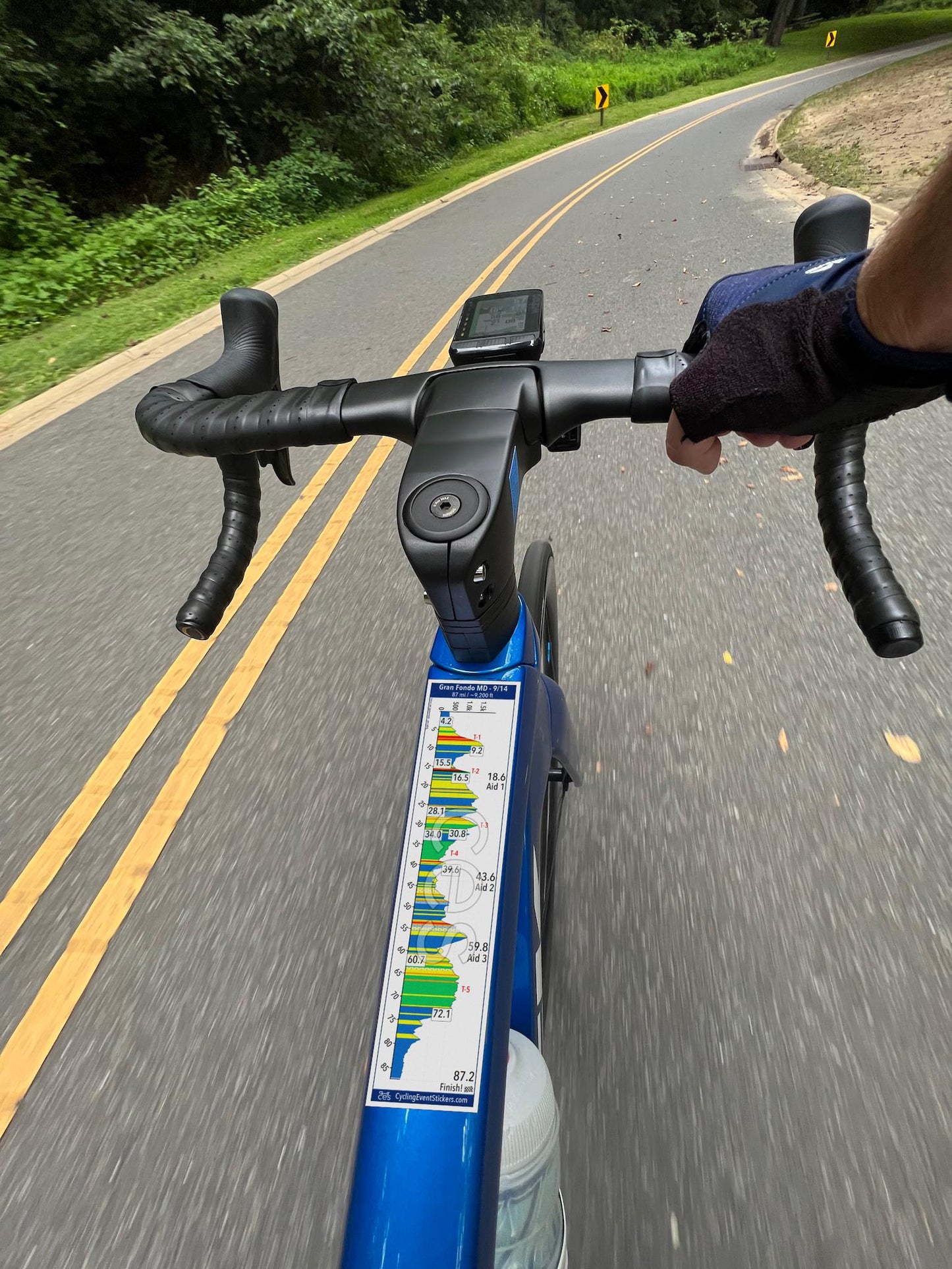 Gran Fondo Maryland road route profile sticker - close-up detail