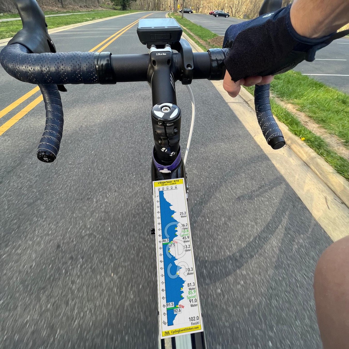 L'Etape Texas road route profile sticker - close-up detail