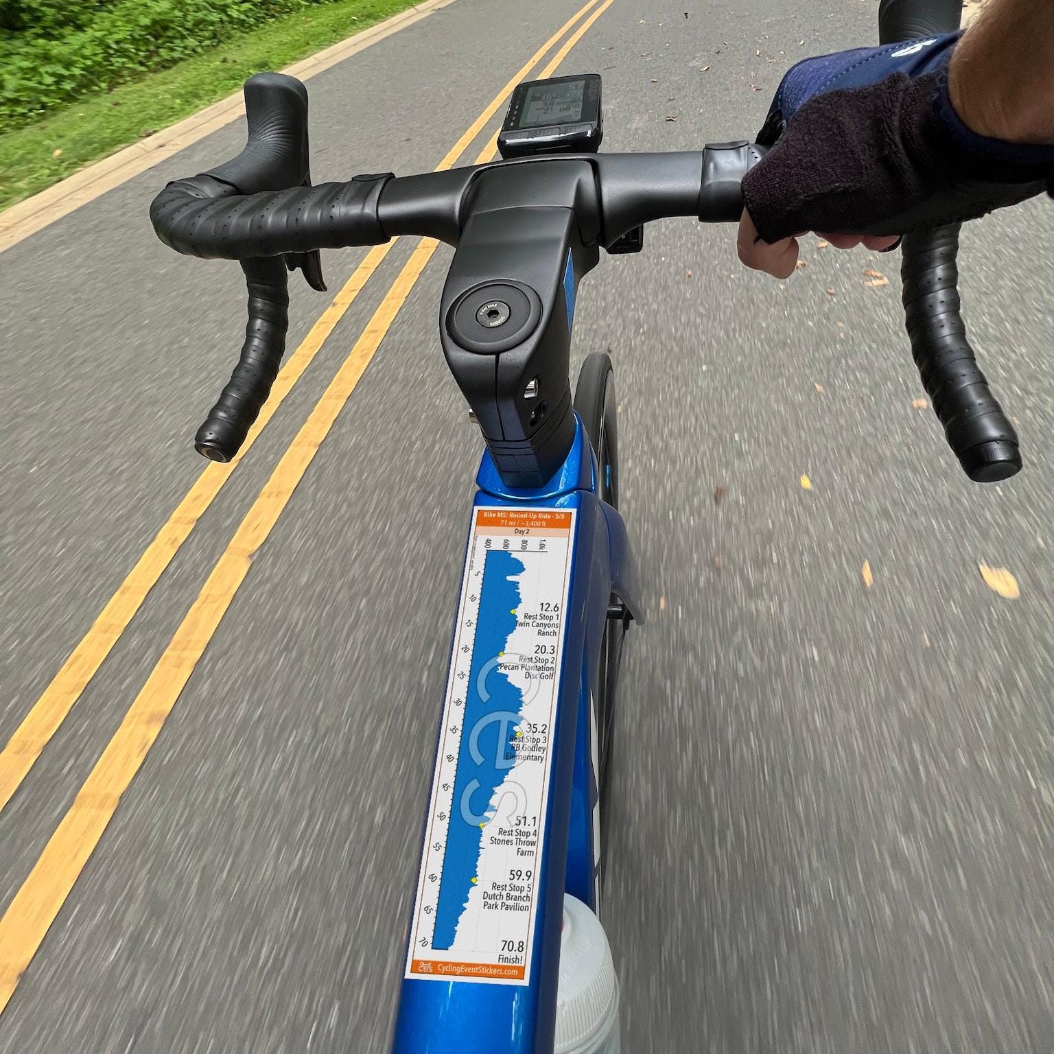 Bike MS: Round-Up road route profile sticker - waterproof vinyl finish