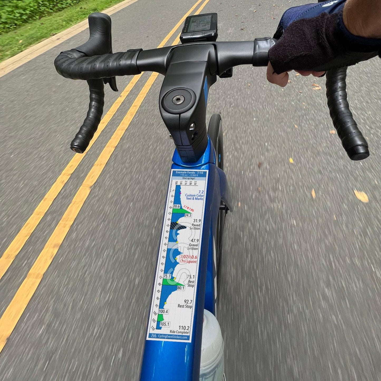 Custom Cycling Event custom route profile sticker - stem sticker