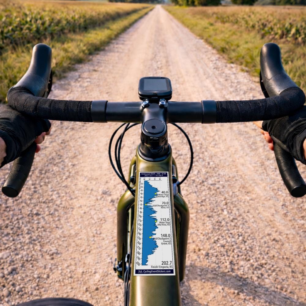 Unbound Sticker (200 or XL) gravel route profile sticker - full sticker preview