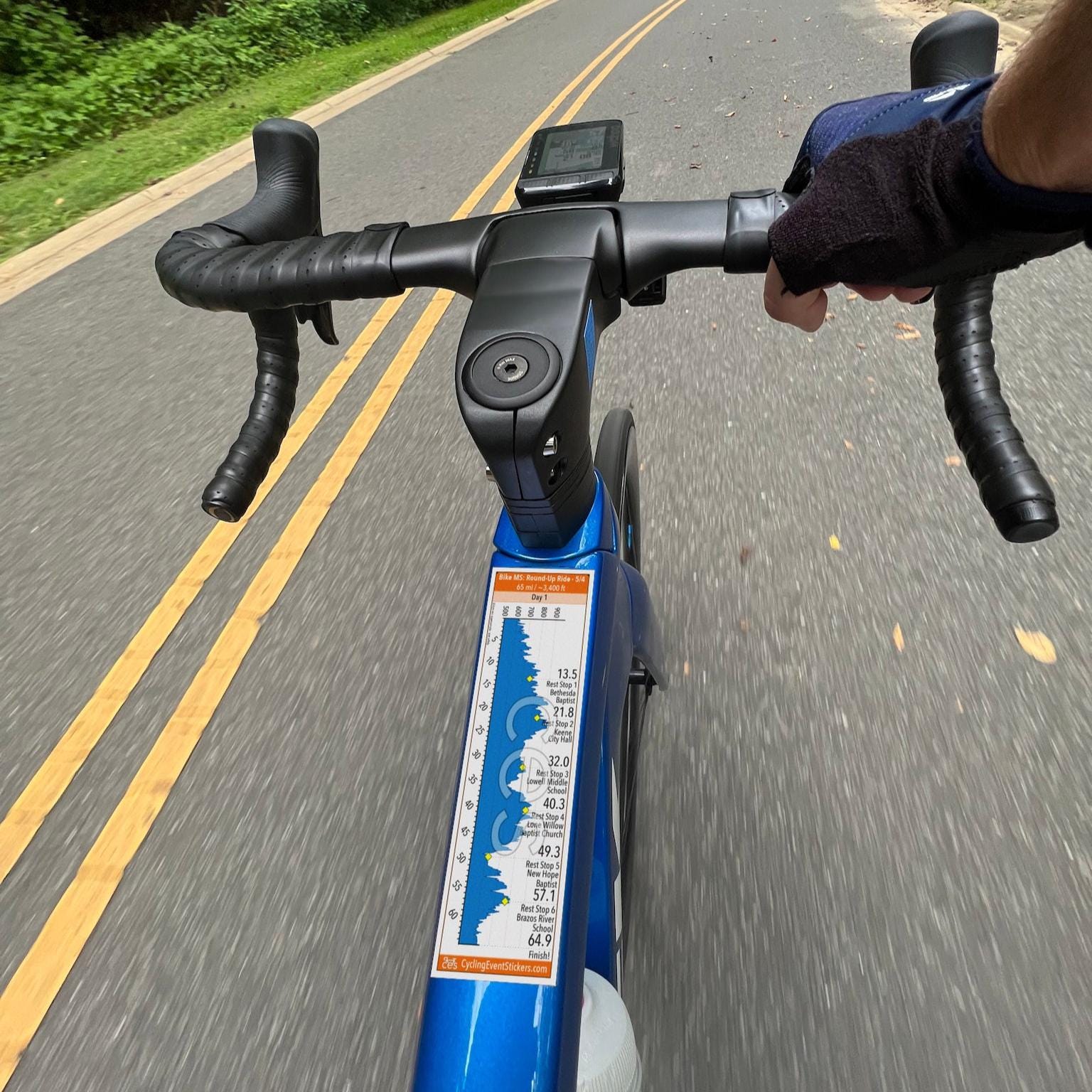 Bike MS: Round-Up road route profile sticker - bike top tube mockup