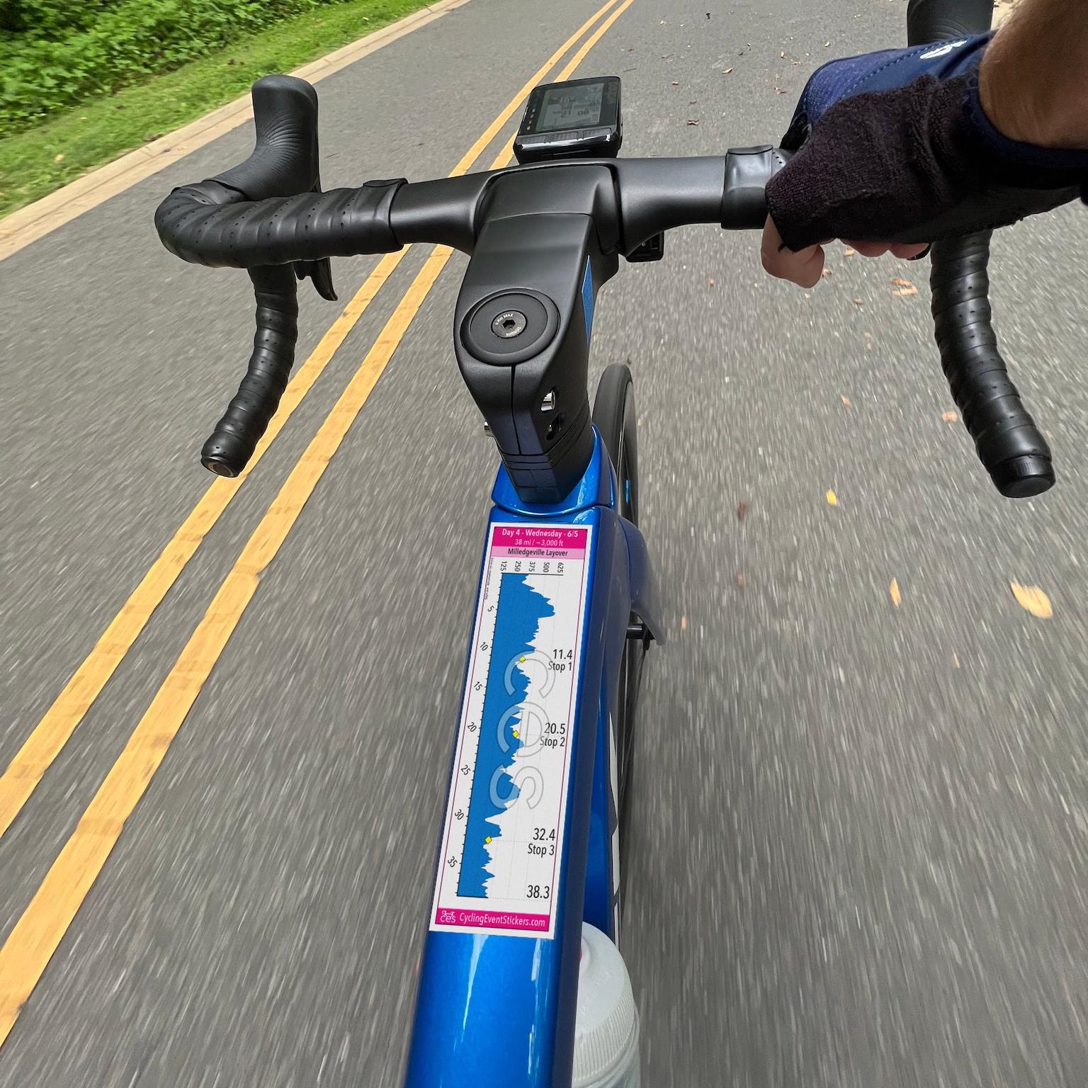 BRAG (Bicycle Ride Across Georgia) road route profile sticker - close-up detail