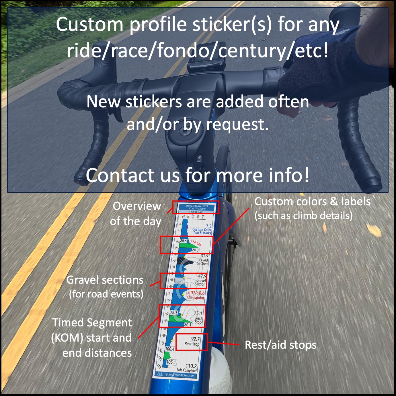 Custom Cycling Event custom route profile sticker - full sticker preview