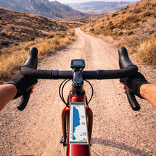 Gravel Gorge gravel route profile sticker - bike top tube mockup