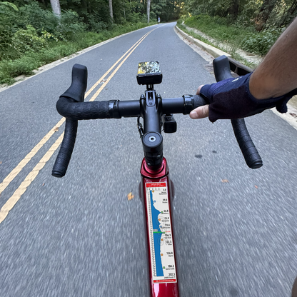 LoToJa RACE route profile sticker on a bicycle top tube