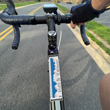 Maratona dles Dolomites route profile sticker on a bicycle top tube