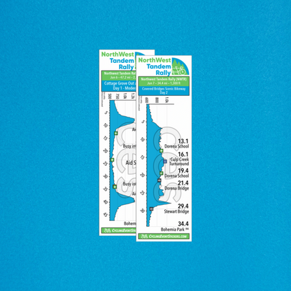 Northwest Tandem Rally [NWTR] Sticker Set (moderate) route profile sticker on a bicycle top tube