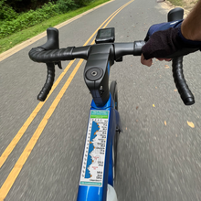 RAGBRAI 2026 Sticker Set (America 250 Double Loop) route profile sticker on a bicycle top tube