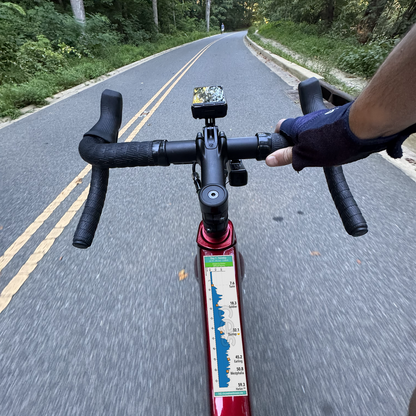 RAGBRAI 2026 Sticker Set route profile sticker on a bicycle top tube