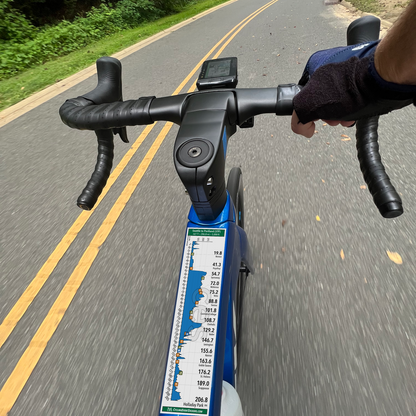 Seattle to Portland (STP) route profile sticker on a bicycle top tube