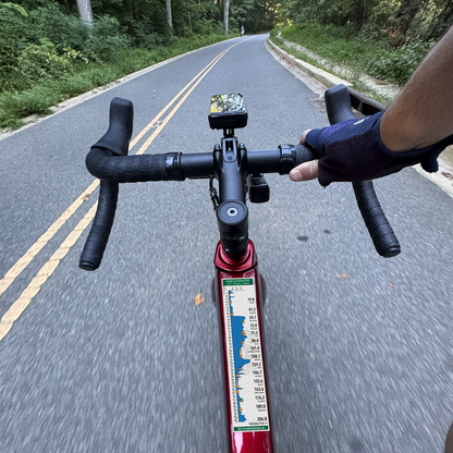 Seattle to Portland (STP) route profile sticker on a bicycle top tube