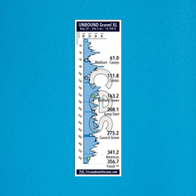 Unbound XL route profile sticker on a bicycle top tube